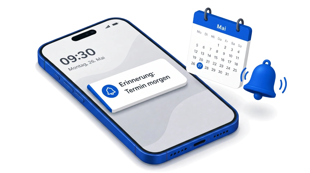 Smartphone mit eingehender Terminerinnerungs-SMS am Vortag
