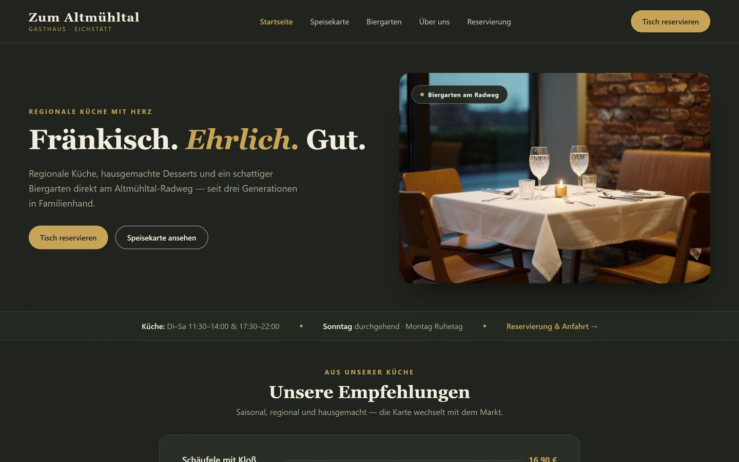 Website für Restaurants & Gastronomie erstellen lassen — Desktop-Ansicht