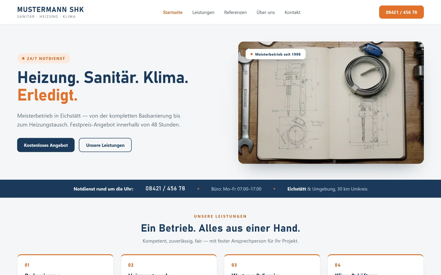 Website für Handwerker erstellen lassen — Desktop-Ansicht