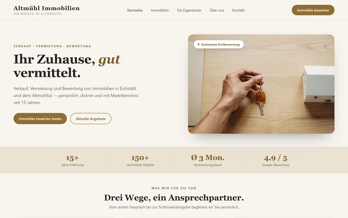 Website für Immobilienmakler erstellen lassen — Desktop-Ansicht