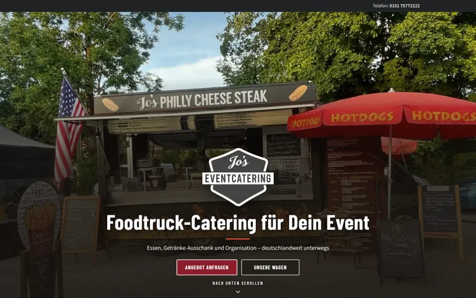 Website Jo's Eventcatering - Desktop-Ansicht