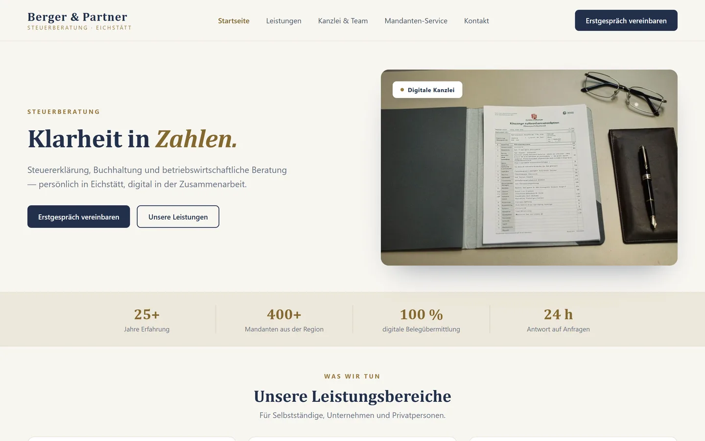 Website für Steuerberater erstellen lassen — Desktop-Ansicht
